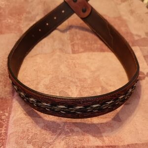 Brown Leather Belt with Patterned Design